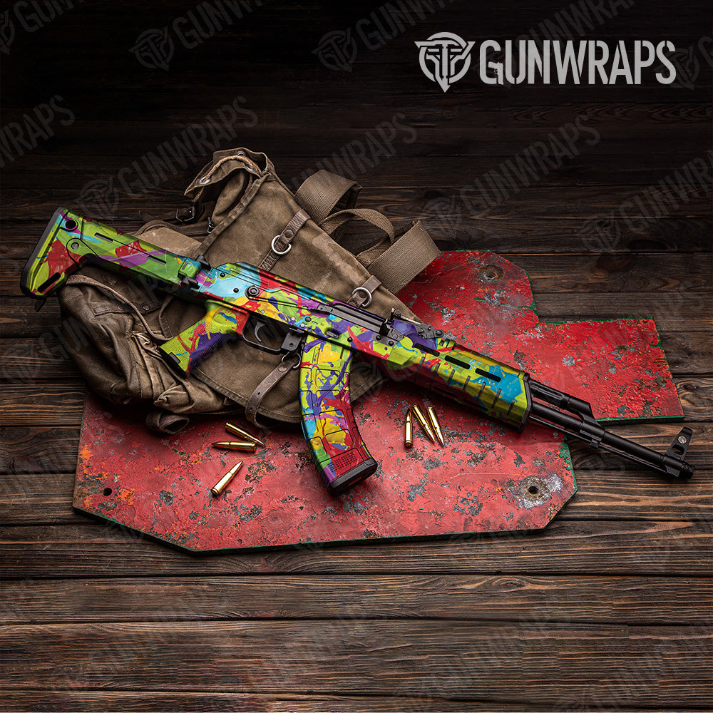 Paint Splatter Lime AK 47 Gun Skin Vinyl Wrap