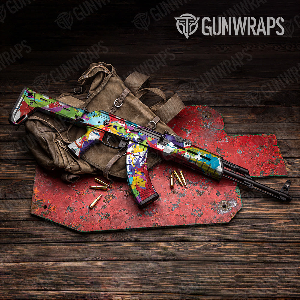 Paint Splatter White AK 47 Gun Skin Vinyl Wrap