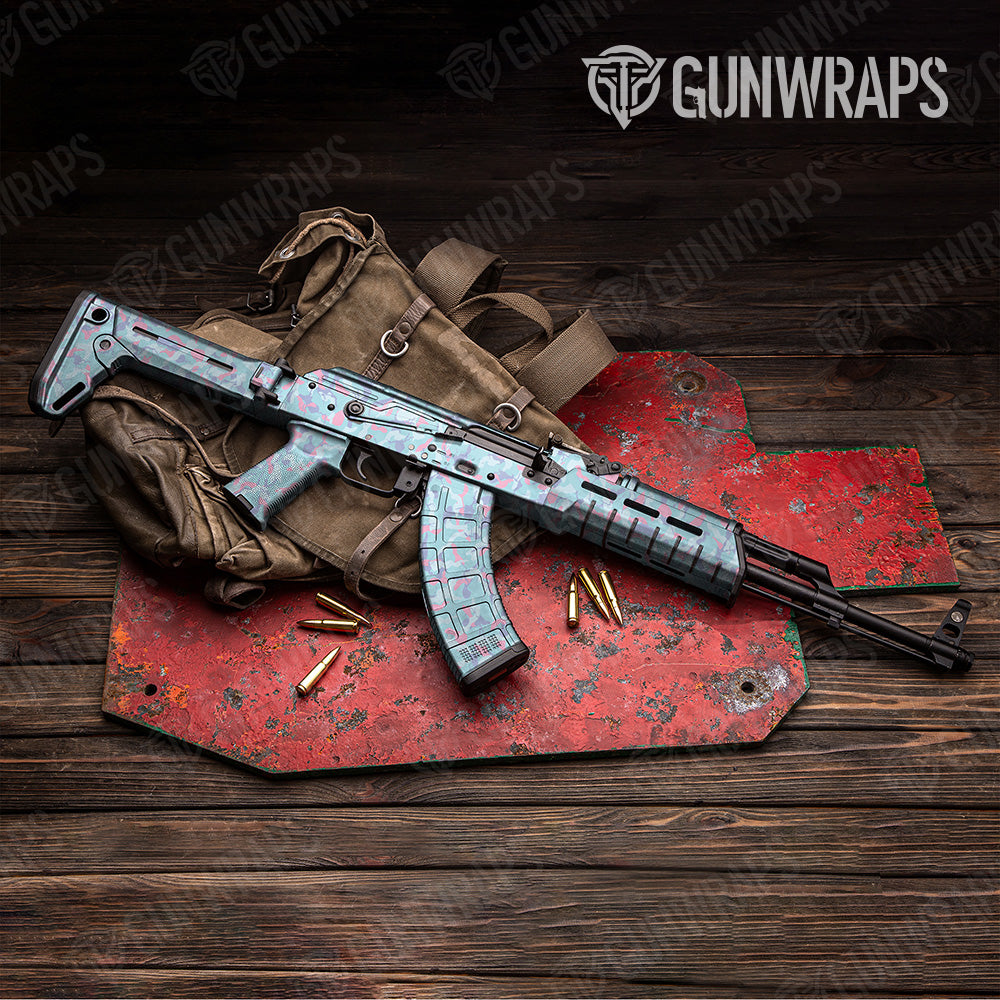 Ragged Cotton Candy Camo AK 47 Gun Skin Vinyl Wrap