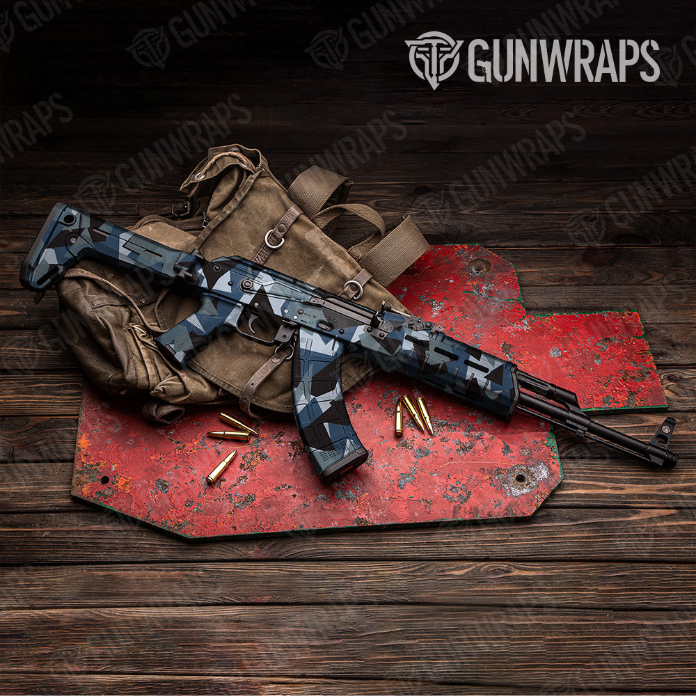 Shattered Navy Camo AK 47 Gun Skin Vinyl Wrap