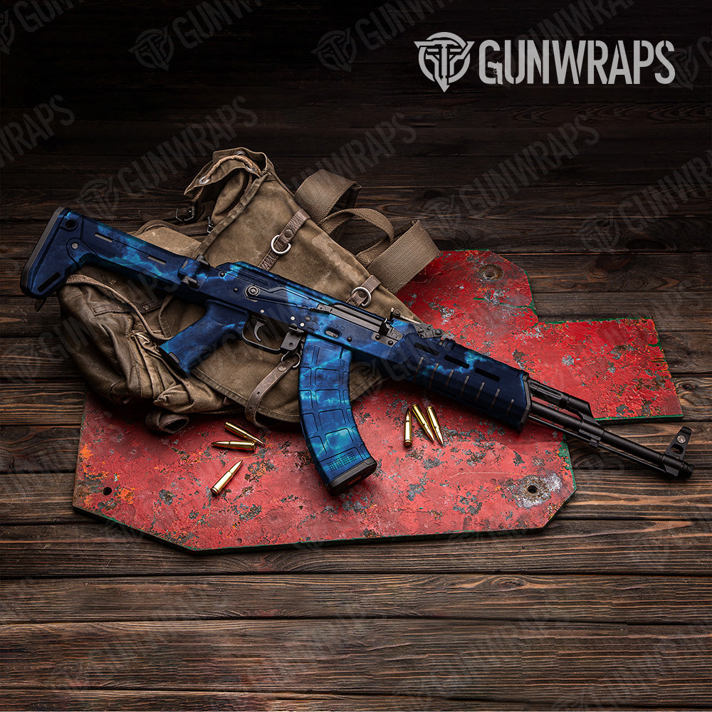 Stone Blue Ice Marble AK 47 Gun Skin Vinyl Wrap