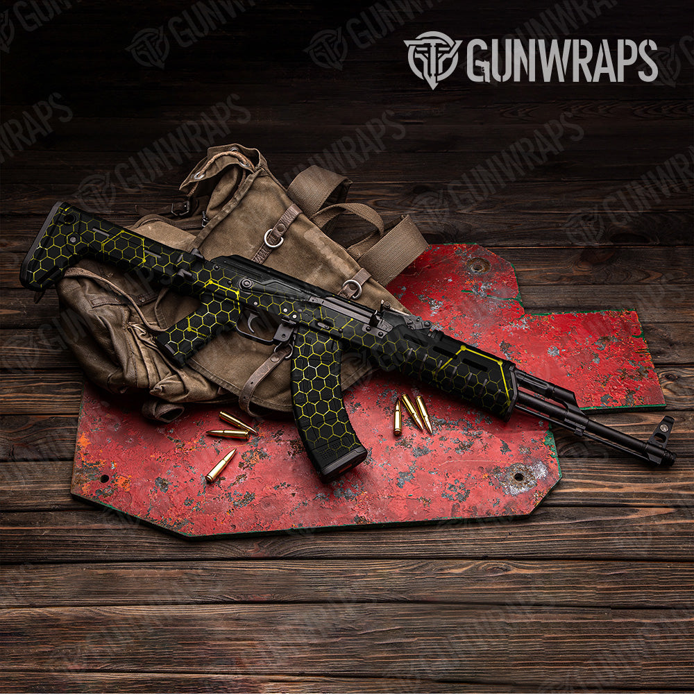 Vivid Hex Yellow AK 47 Gun Skin Vinyl Wrap