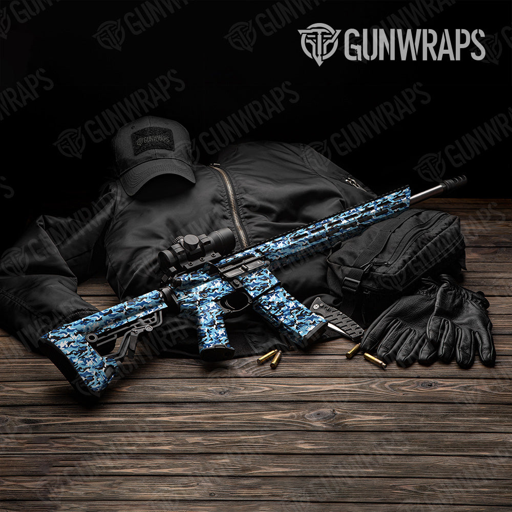 Classic Baby Blue Camo AR 15 Gun Skin Vinyl Wrap