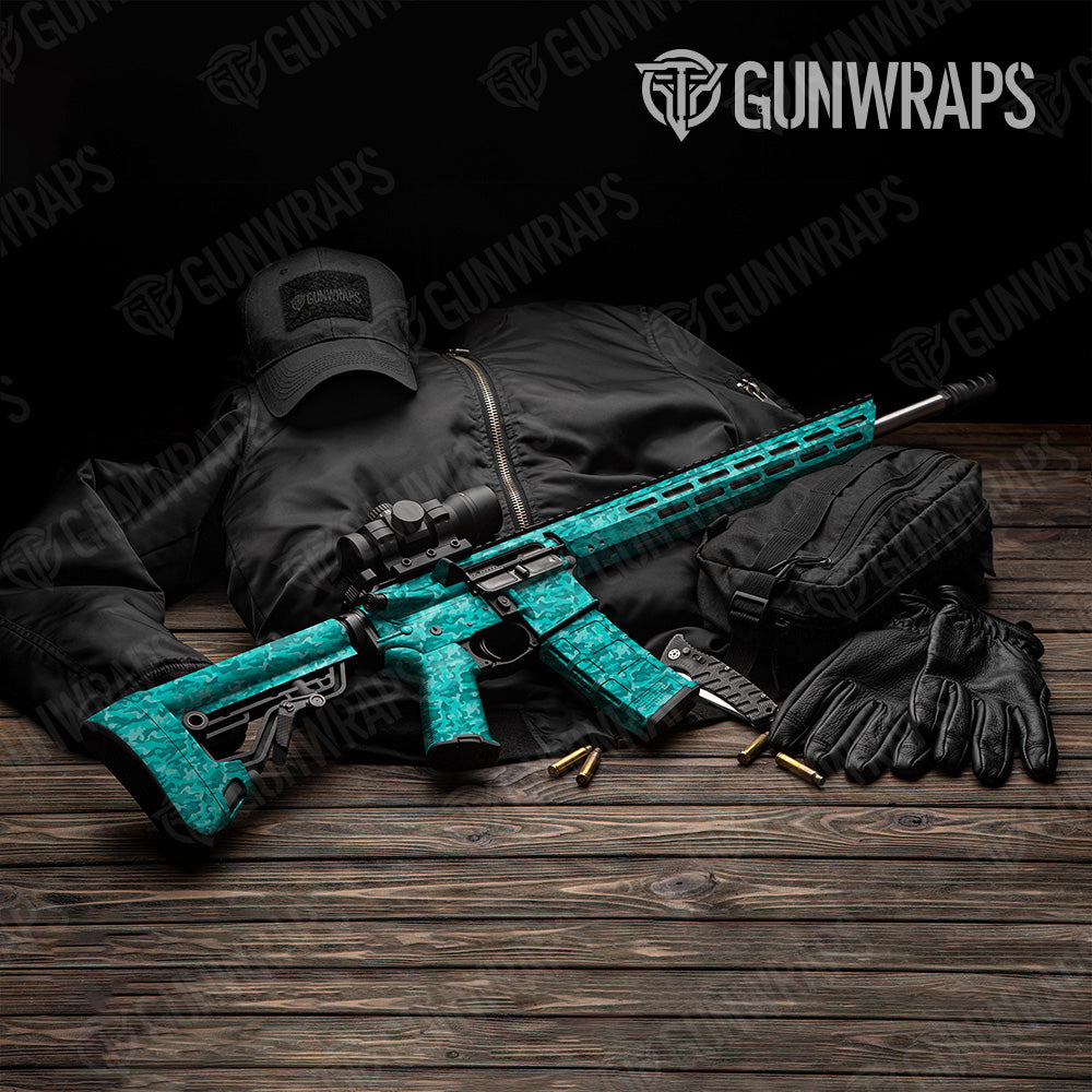 Classic Elite Tiffany Blue Camo AR 15 Gun Skin Vinyl Wrap