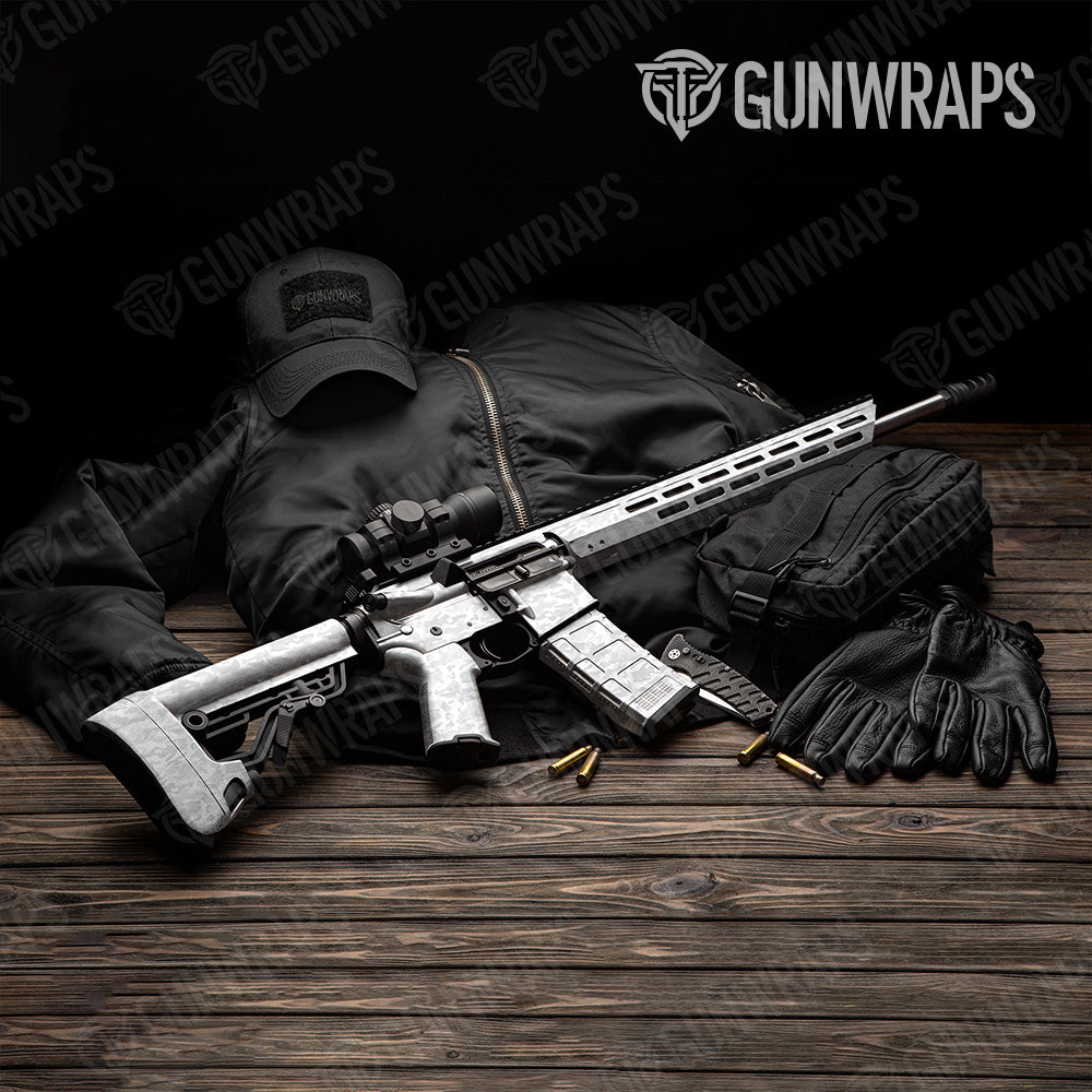 Classic Elite White Camo AR 15 Gun Skin Vinyl Wrap