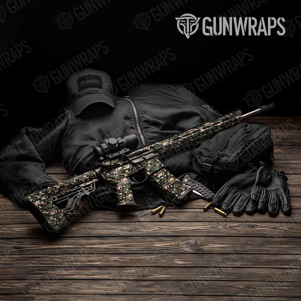 Classic Woodland Camo AR 15 Gun Skin Vinyl Wrap