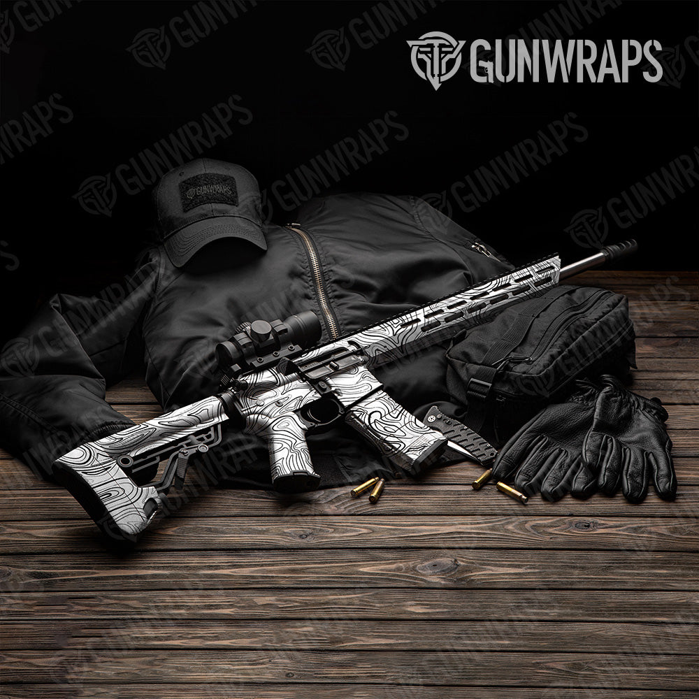 Damascus White AR 15 Gun Skin Vinyl Wrap