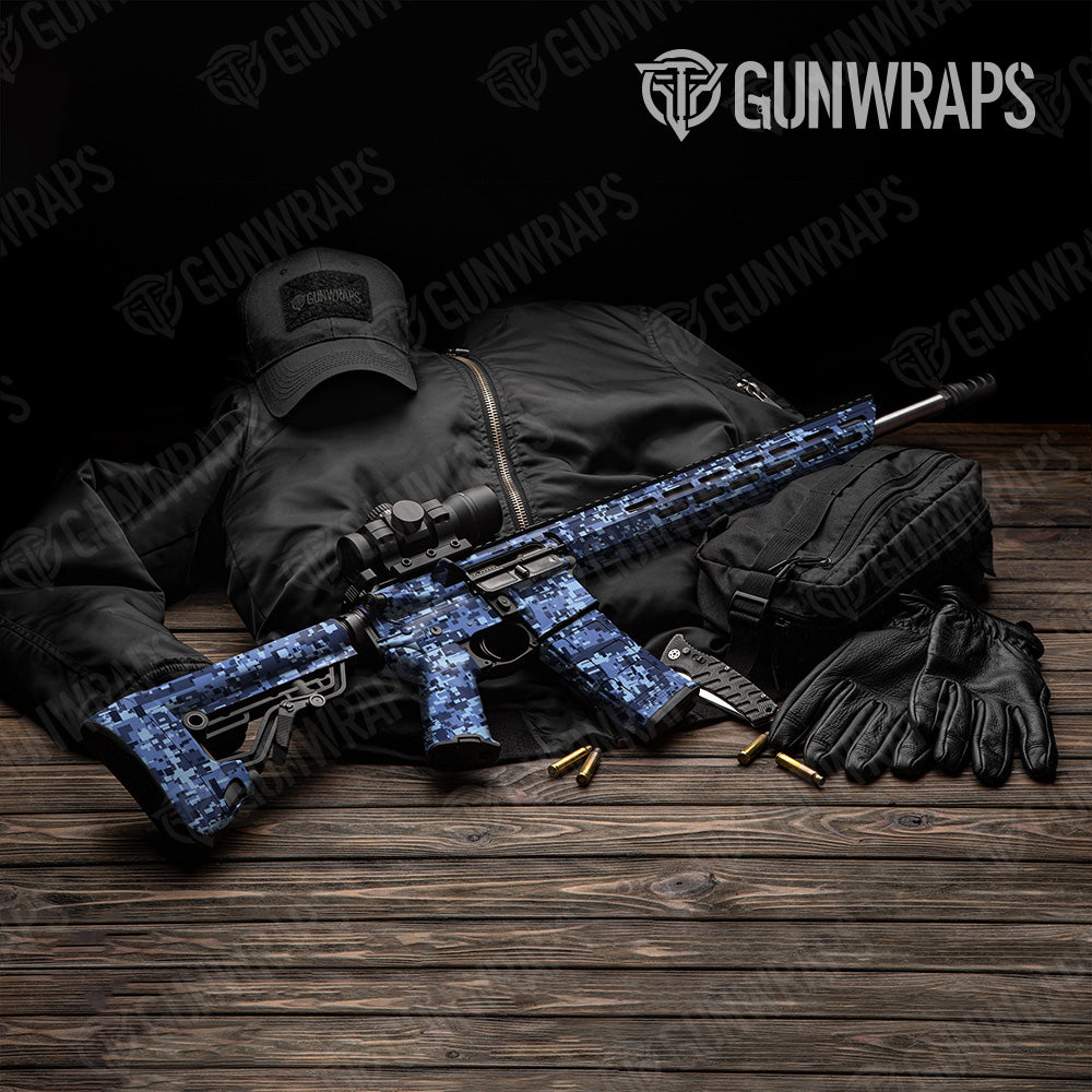 Digital Blue Urban Night Camo AR 15 Gun Skin Vinyl Wrap