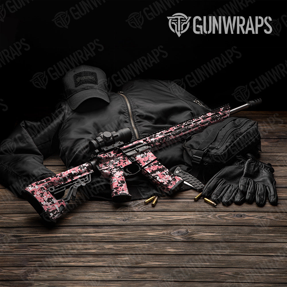 Digital Pink Camo AR 15 Gun Skin Vinyl Wrap