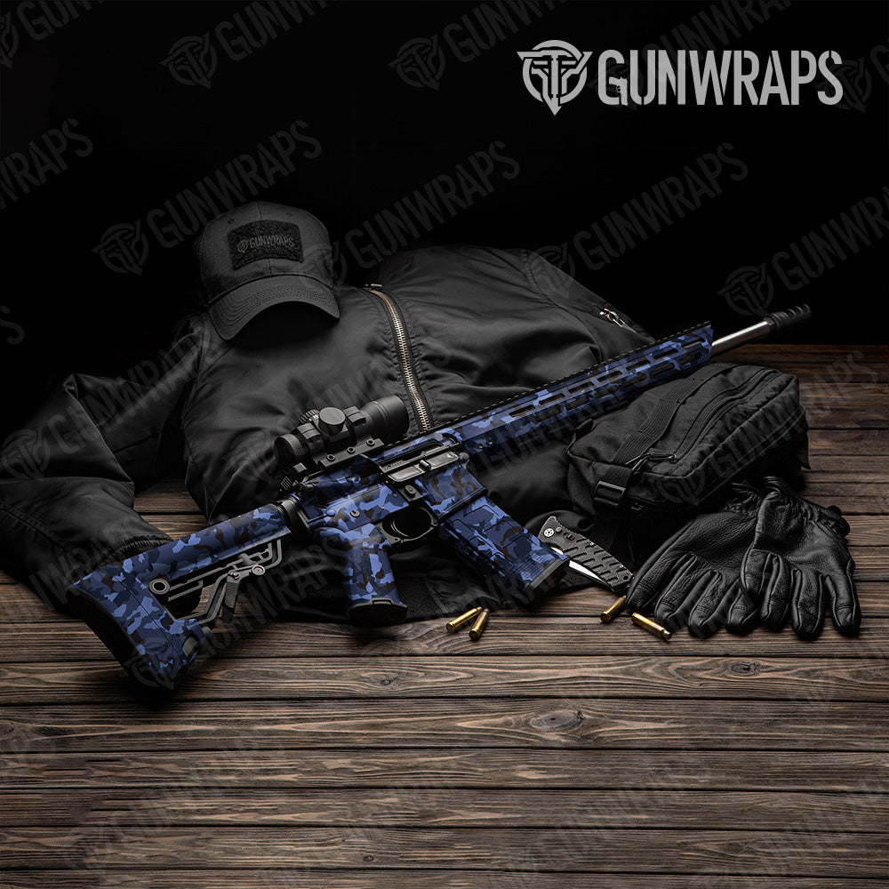 Erratic Blue Midnight Camo AR 15 Gun Skin Vinyl Wrap