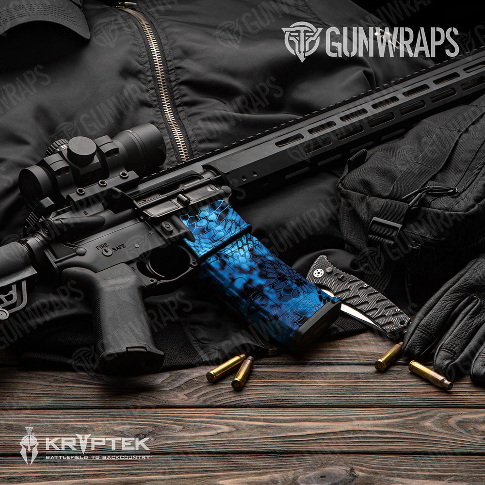 Kryptek Blue Lightning Camo AR 15 Mag & Mag Well Gun Skin Vinyl Wrap