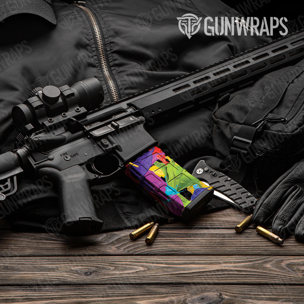 Paint Splatter Black AR 15 Mag Gun Skin Vinyl Wrap