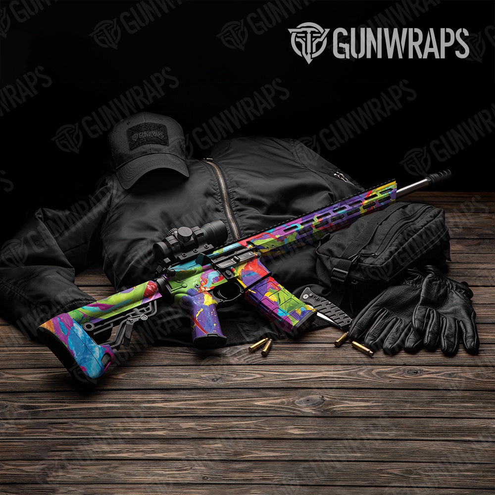 Paint Splatter Purple AR 15 Gun Skin Vinyl Wrap