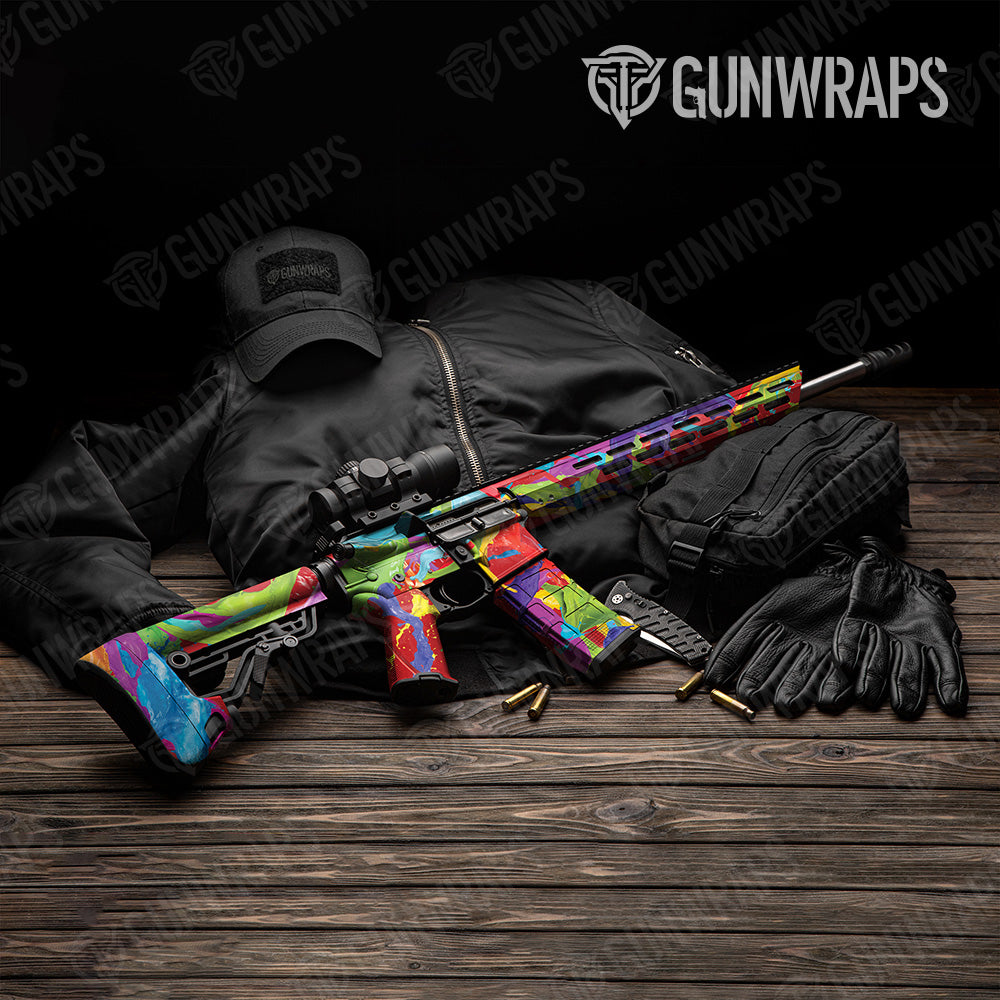 Paint Splatter Red AR 15 Gun Skin Vinyl Wrap