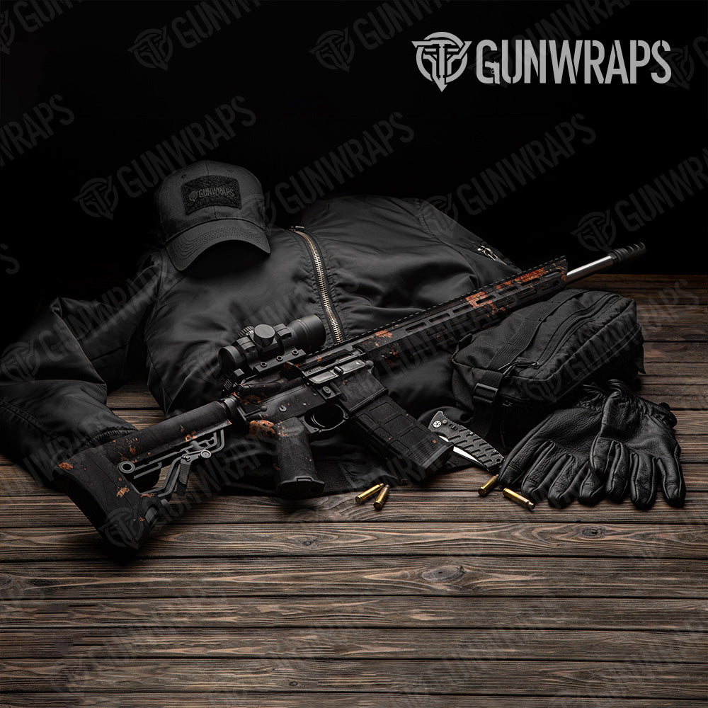 Rust 3D Black AR 15 Gun Skin Vinyl Wrap