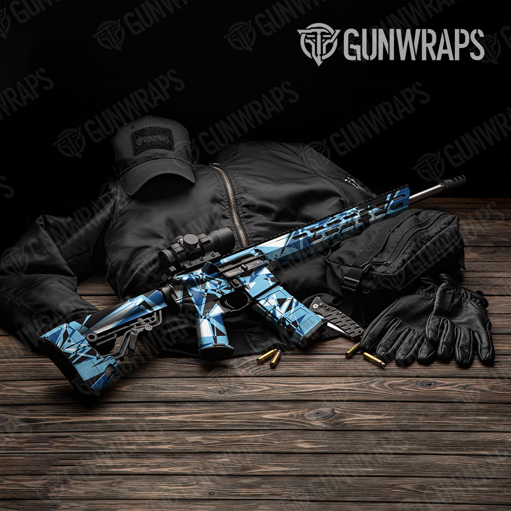 Sharp Baby Blue Camo AR 15 Gun Skin Vinyl Wrap