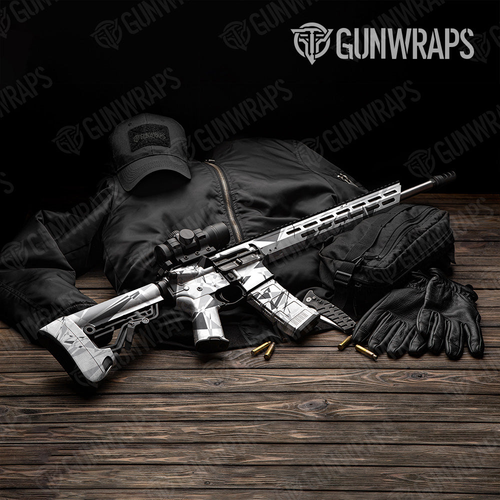 Sharp Snow Camo AR 15 Gun Skin Vinyl Wrap