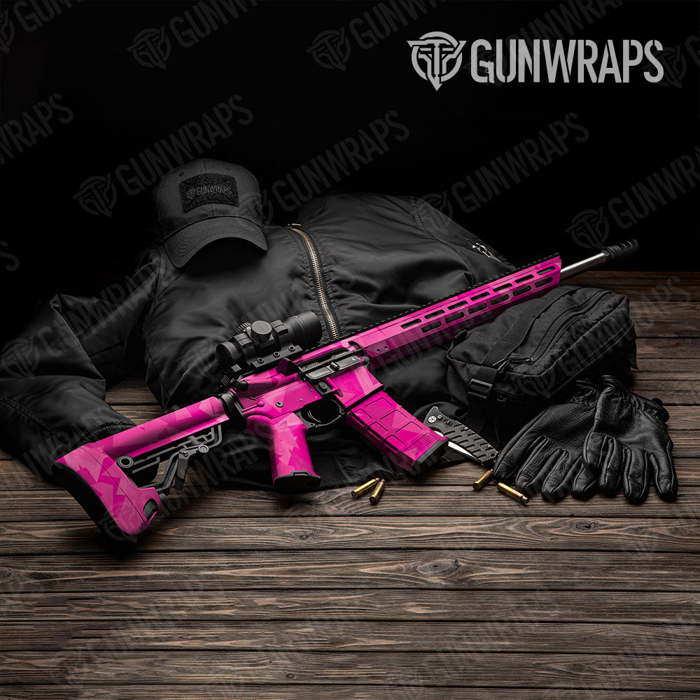 Shattered Elite Magenta Camo AR 15 Gun Skin Vinyl Wrap