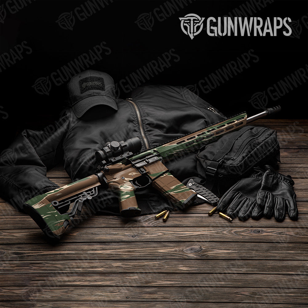 Shredded Woodland Camo AR 15 Gun Skin Vinyl Wrap