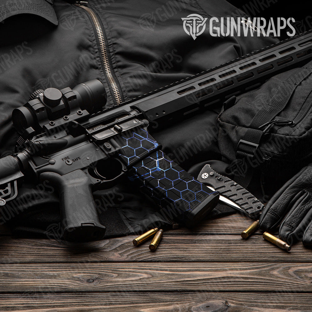 Vivid Hex Blue AR 15 Mag & Mag Well Gun Skin Vinyl Wrap