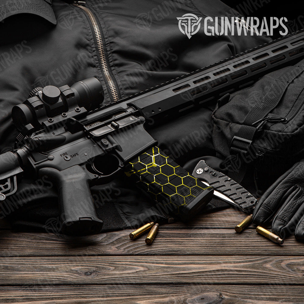 Vivid Hex Yellow AR 15 Mag Gun Skin Vinyl Wrap