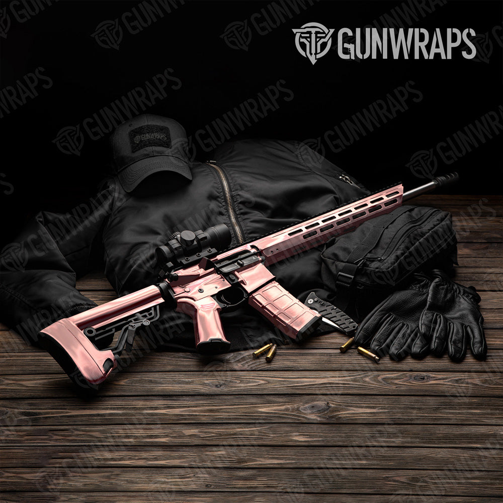 AR 15 Chrome Rose Gold Gun Skin Vinyl Wrap