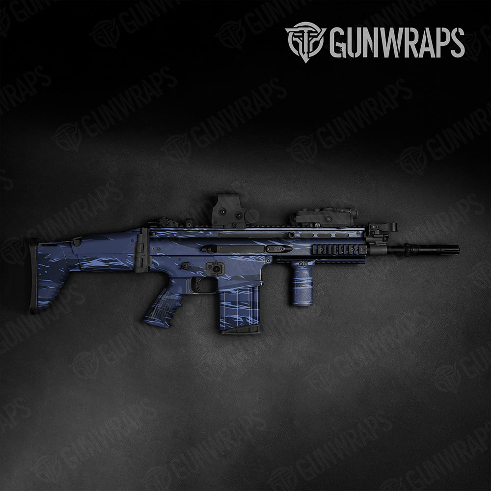 Shredded Blue Midnight Camo Tactical Gun Skin Vinyl Wrap