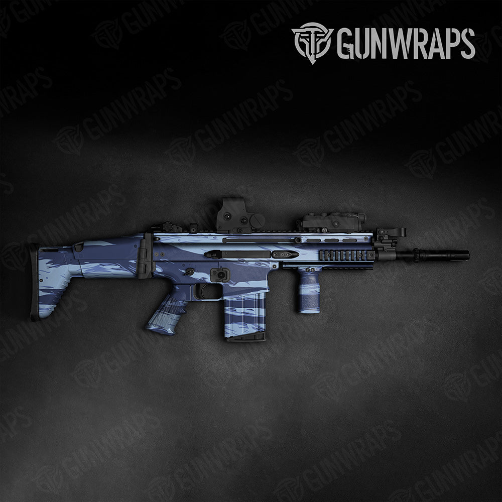 Shredded Blue Urban Night Camo Tactical Gun Skin Vinyl Wrap