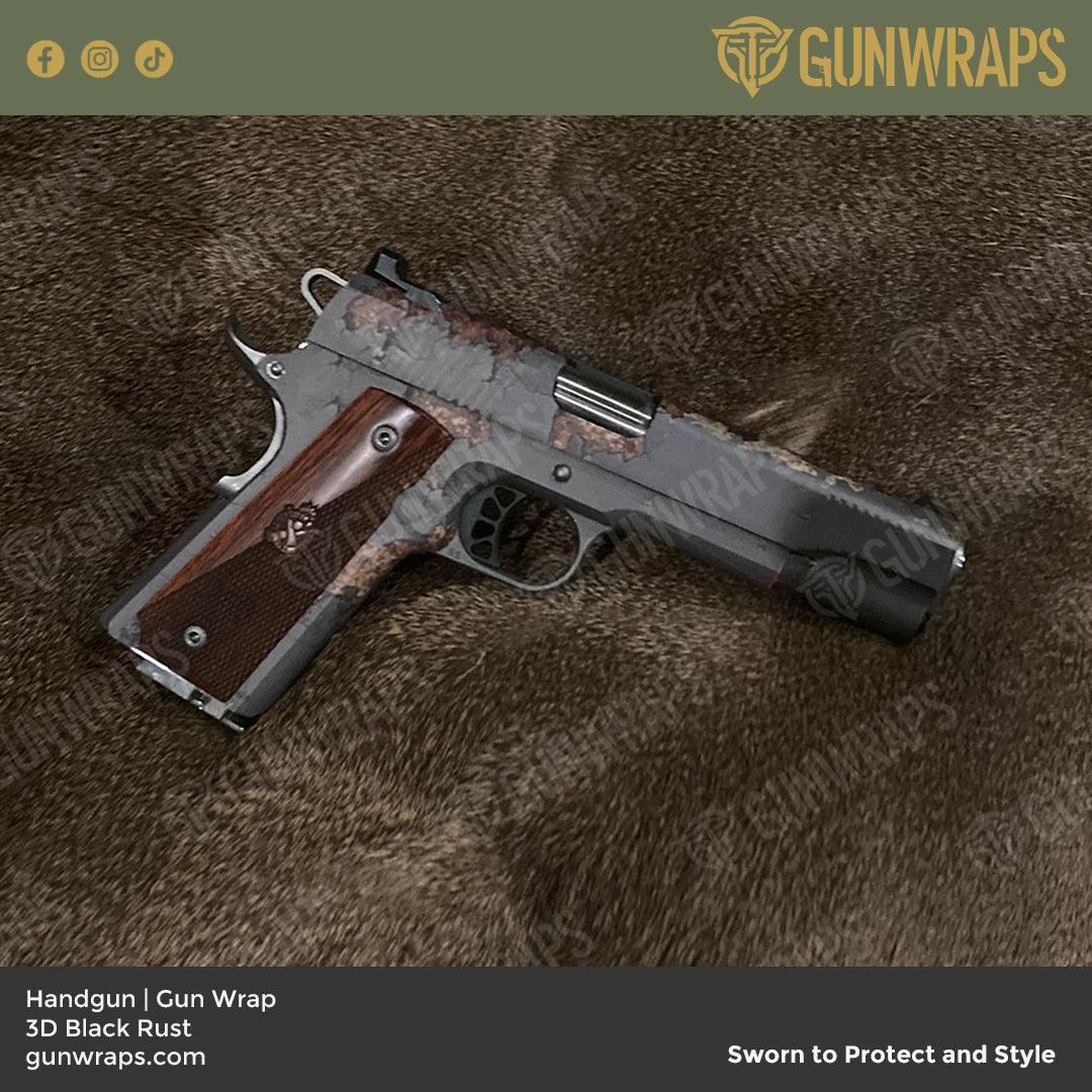 Pistol & Revolver Rust 3D Black Gun Skin Vinyl Wrap