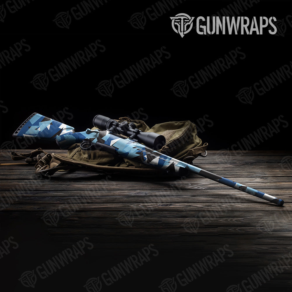 Shattered Baby Blue Camo Rifle Gun Skin Vinyl Wrap