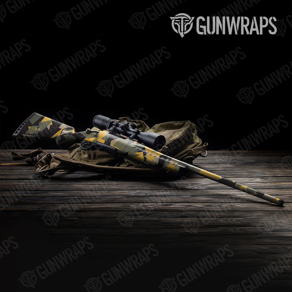 Shattered Militant Yellow Camo Rifle Gun Skin Vinyl Wrap