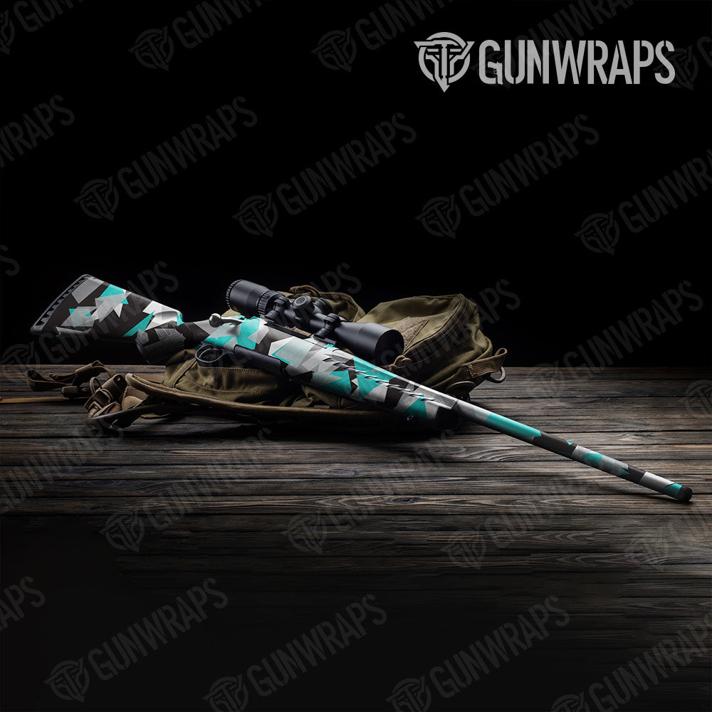 Shattered Tiffany Blue Tiger Camo Rifle Gun Skin Vinyl Wrap