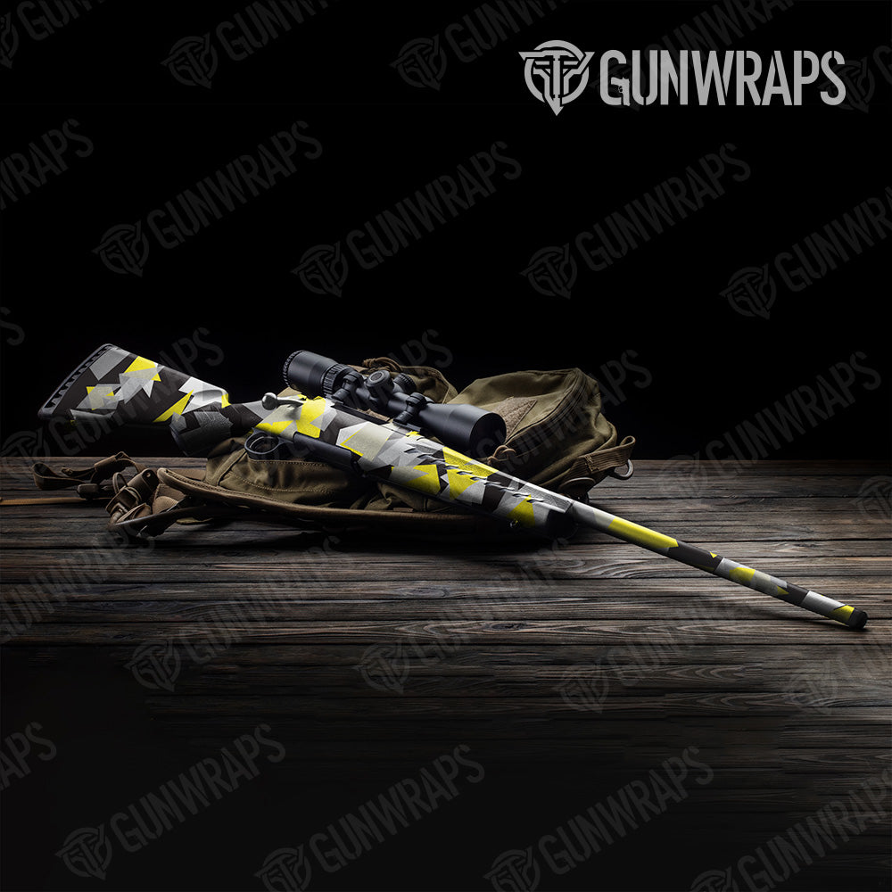 Shattered Yellow Tiger Camo Rifle Gun Skin Vinyl Wrap