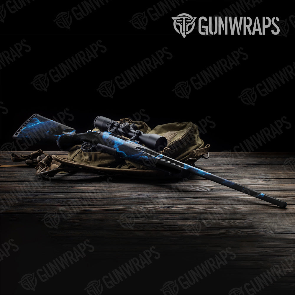 Stone Blue Lightning Marble Rifle Gun Skin Vinyl Wrap