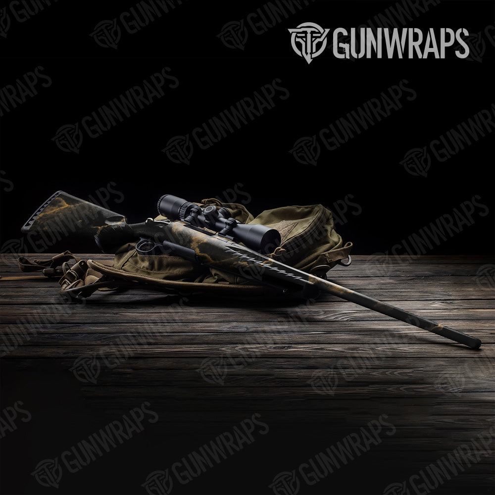 Stone Ebony Carrera Gold Marble Rifle Gun Skin Vinyl Wrap