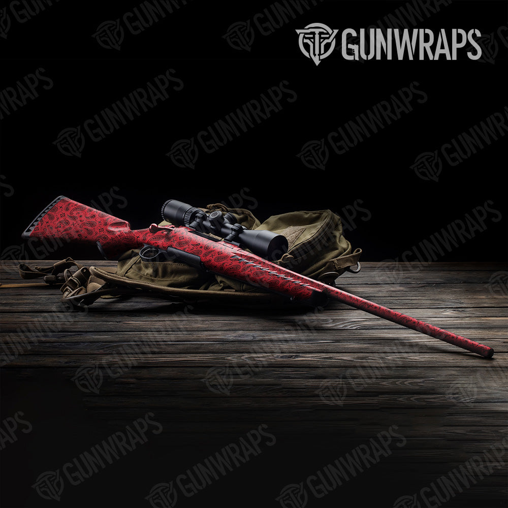 Bandana Red Black Rifle Gun Skin Vinyl Wrap