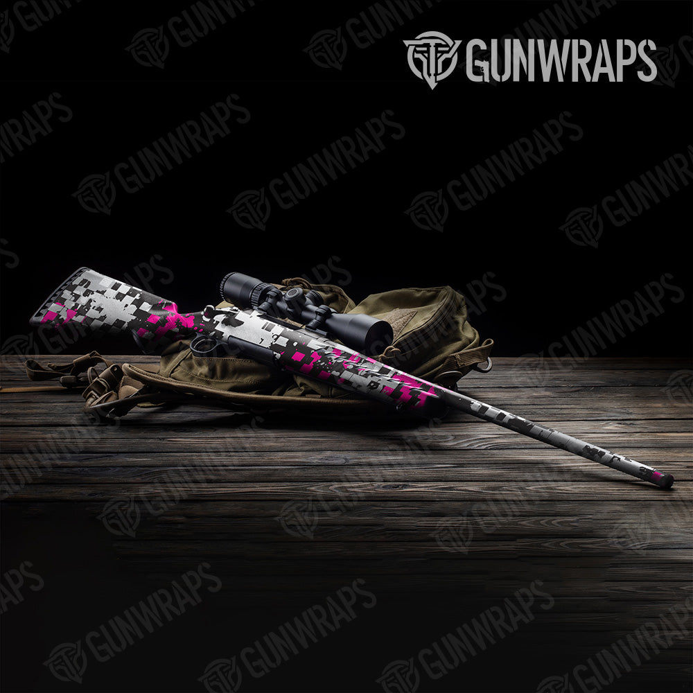 Broken Plaid Magenta Camo Rifle Gun Skin Vinyl Wrap