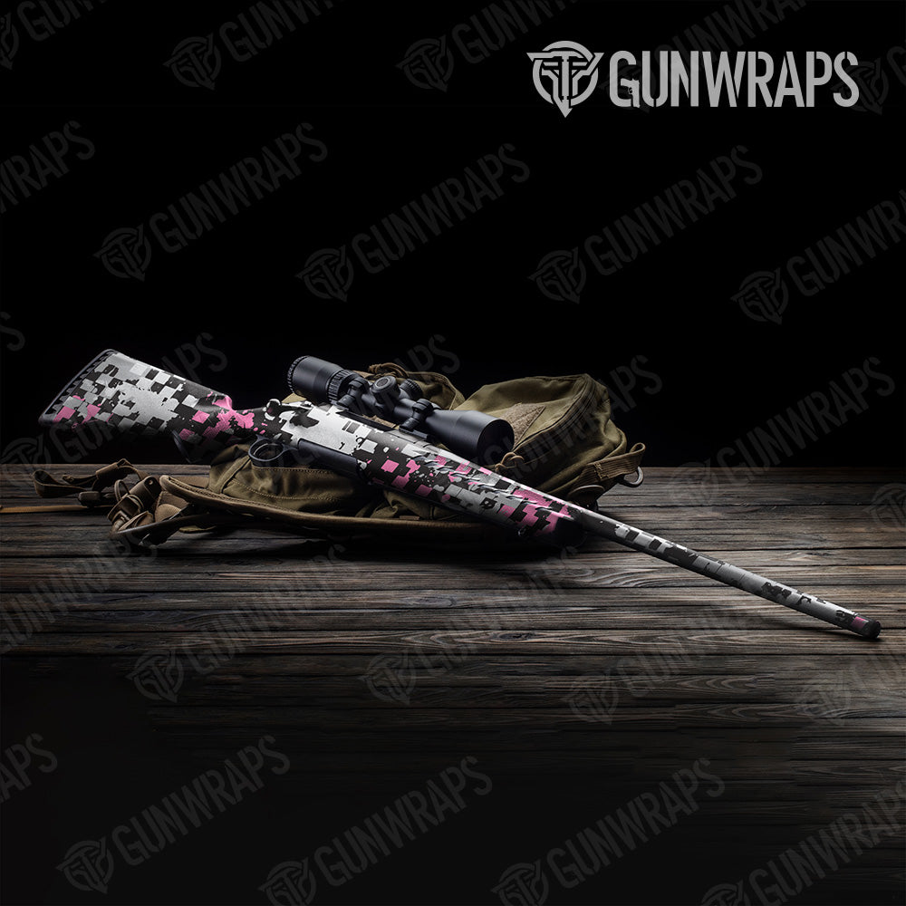 Broken Plaid Pink Camo Rifle Gun Skin Vinyl Wrap