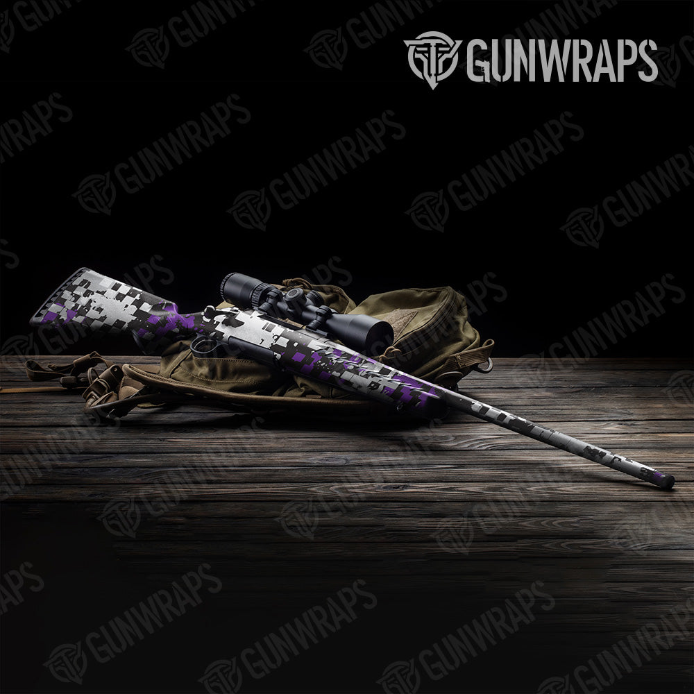 Broken Plaid Purple Camo Rifle Gun Skin Vinyl Wrap