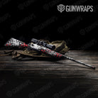 Broken Plaid Red Camo Rifle Gun Skin Vinyl Wrap