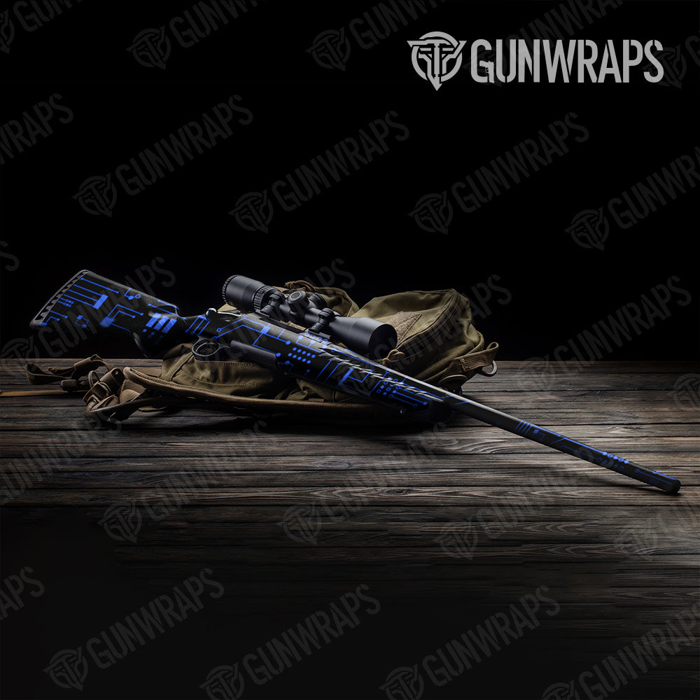 Circuit Board Blue Rifle Gun Skin Vinyl Wrap