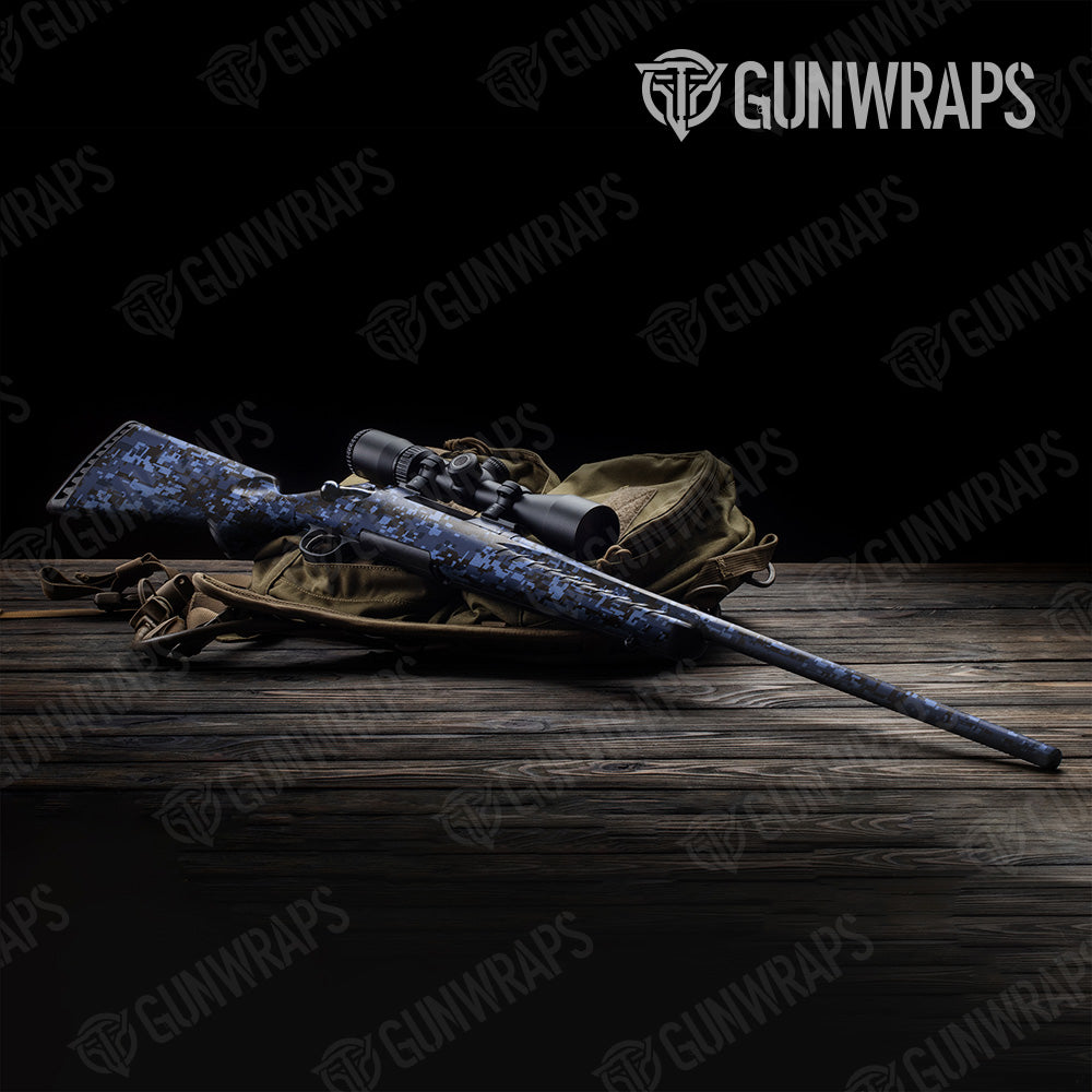 Digital Blue Midnight Camo Rifle Gun Skin Vinyl Wrap