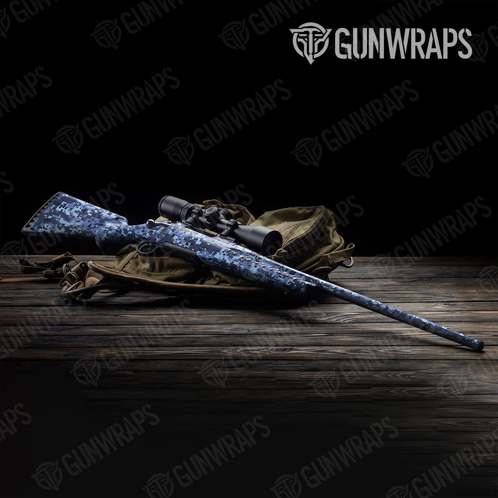 Digital Blue Urban Night Camo Rifle Gun Skin Vinyl Wrap