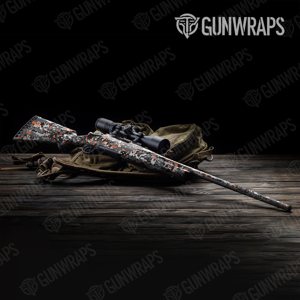 Digital Urban Orange Camo Rifle Gun Skin Vinyl Wrap