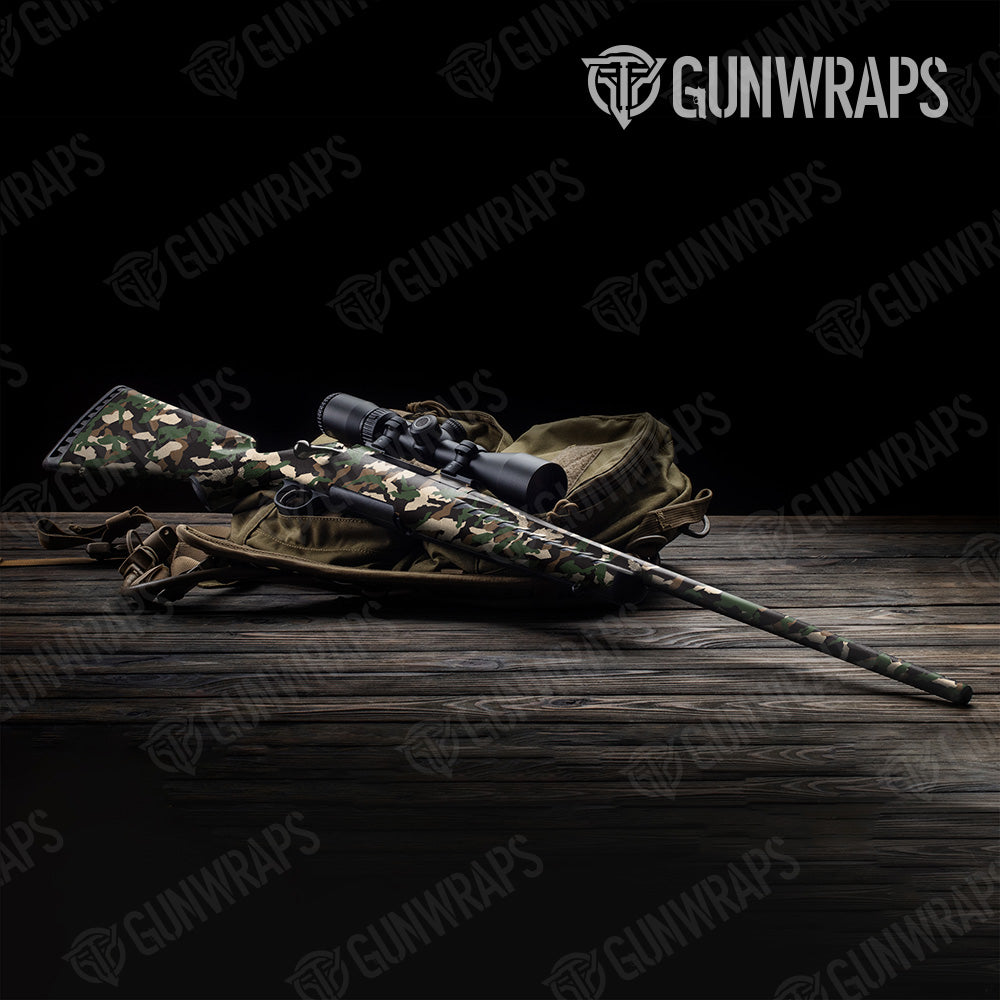 Erratic Woodland Camo Rifle Gun Skin Vinyl Wrap