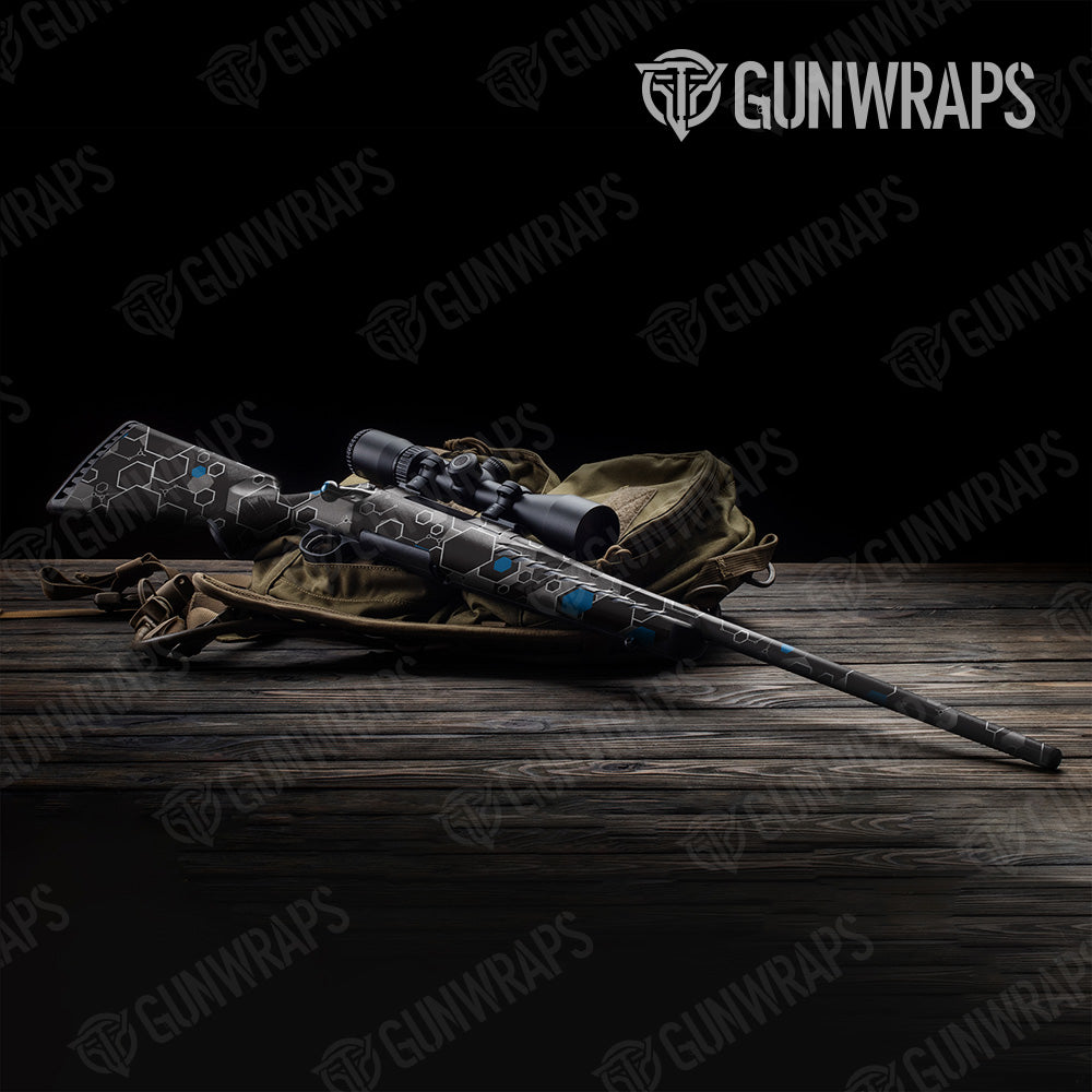 Hex DNA Blue Rifle Gun Skin Vinyl Wrap