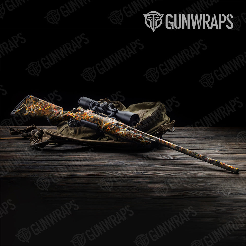 Nature Burning Buck Skull Camo Rifle Gun Skin Vinyl Wrap