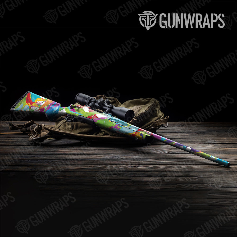 Paint Splatter White Rifle Gun Skin Vinyl Wrap