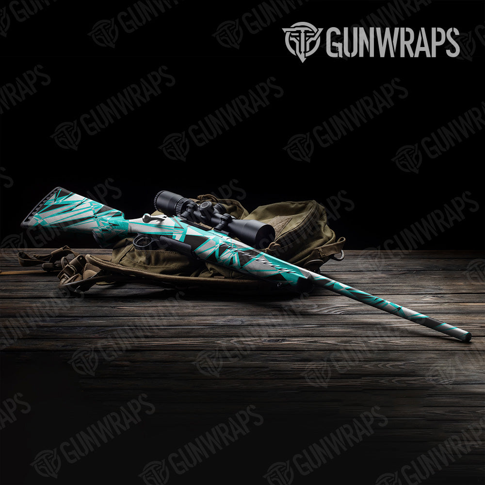 Sharp Tiffany Blue Tiger Camo Rifle Gun Skin Vinyl Wrap