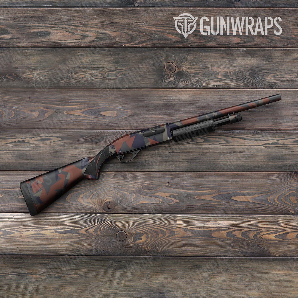 Shattered Blue Copper Camo Shotgun Gun Skin Vinyl Wrap